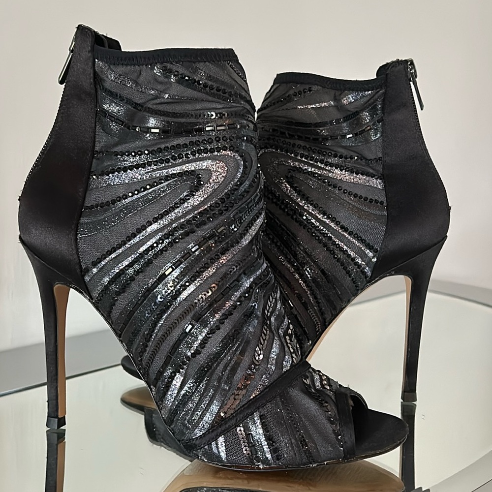 ALDO Abendani Peep Toe Bootie, Embellished Stiletto Heels size 7 1/2